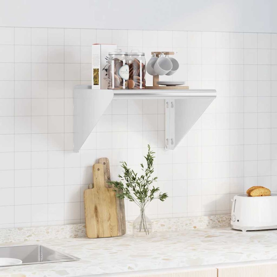 Estante de pared acero inoxidable plateado 50x45x31
