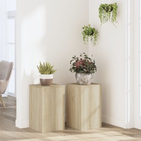 Soportes de plantas 2 uds madera roble Sonoma 30x30x50
