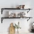 Estantes de pared 2 uds acero inoxidable negro 100x30x3