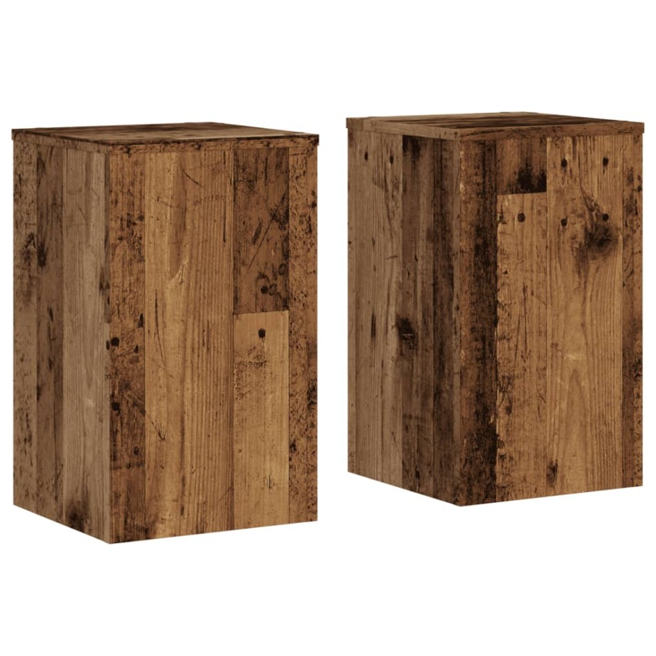 Soportes de plantas 2 uds madera roble envejecido 30x30x50