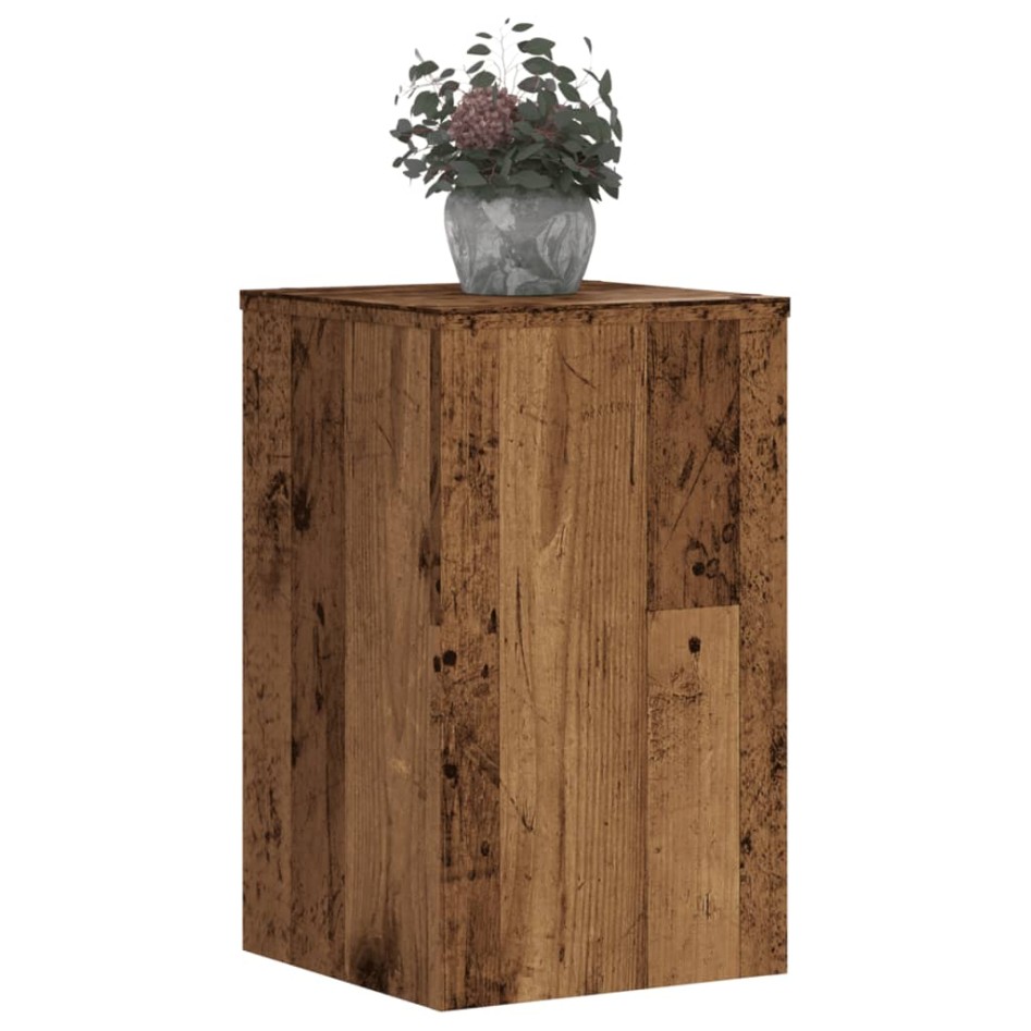 Soportes de plantas 2 uds madera roble envejecido 30x30x50
