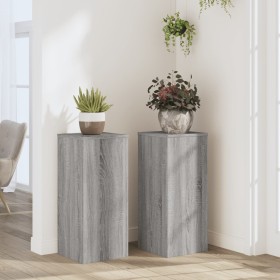 Soportes de plantas 2 uds madera gris Sonoma 30x30x70