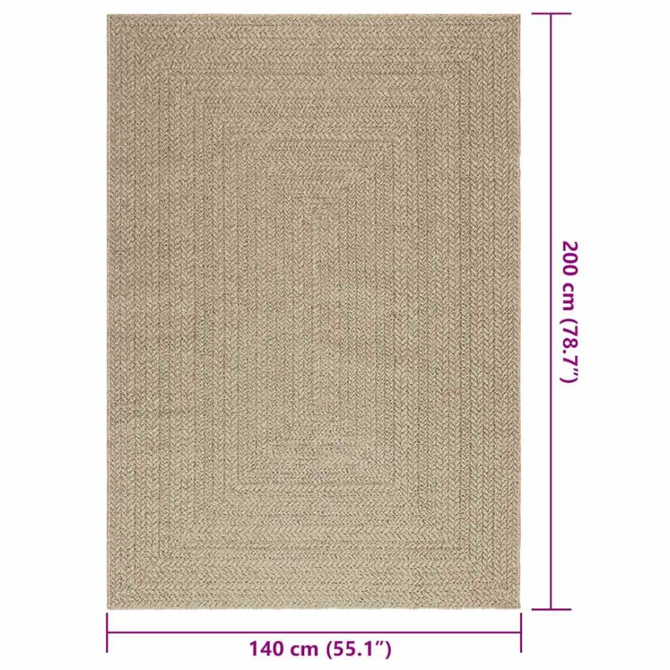 Alfombra ZIZUR aspecto yute interior/exterior beige 140x200
