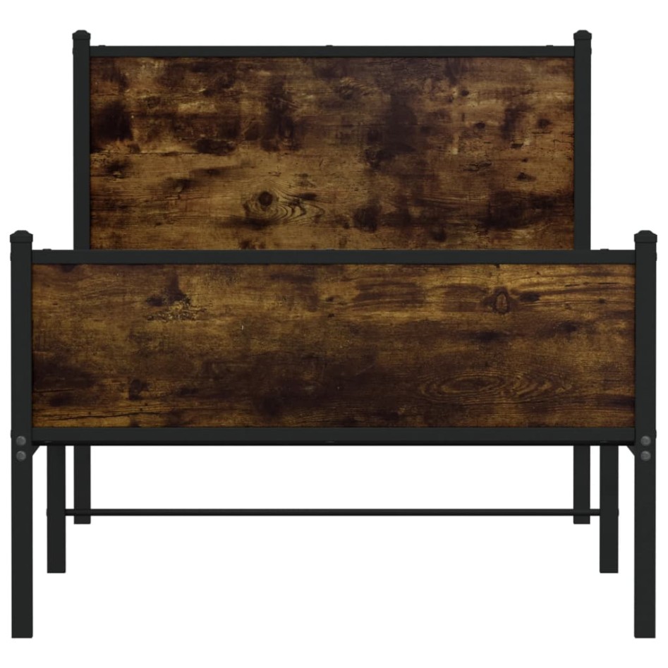 Estructura de cama sin colchón metal roble ahumado 80x200