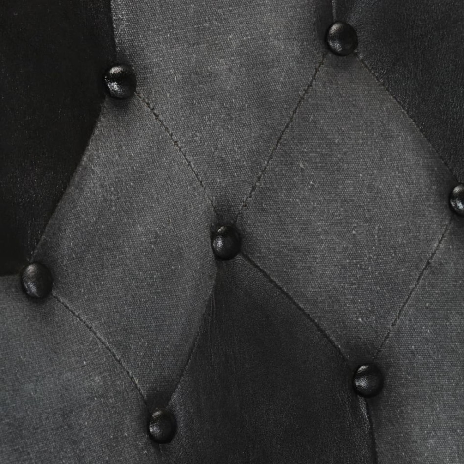 Sillón con reposapiés cuero auténtico y lona