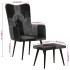 Sillón con reposapiés cuero auténtico y lona