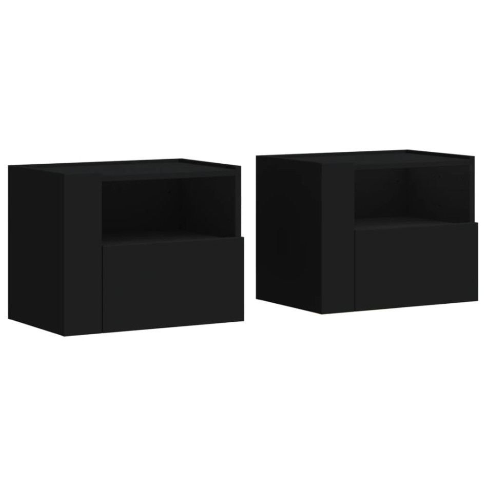 Mesitas de noche de pared 2 unidades negra 45x30x35