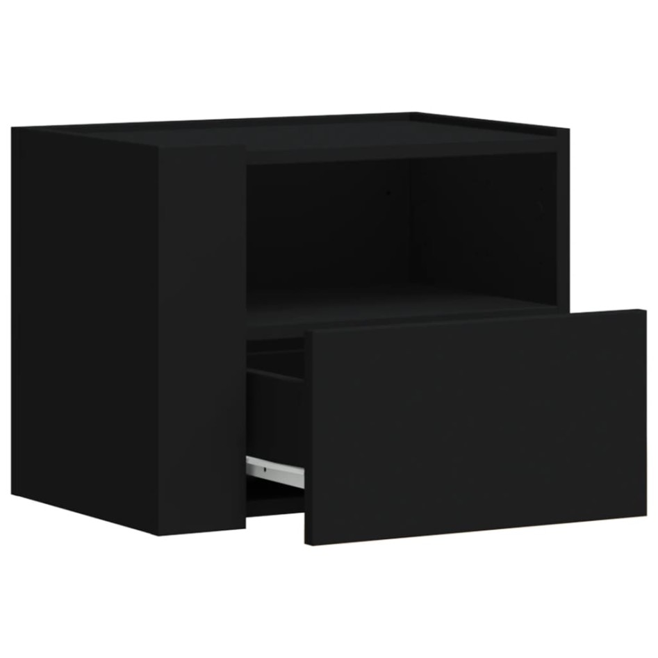 Mesitas de noche de pared 2 unidades negra 45x30x35