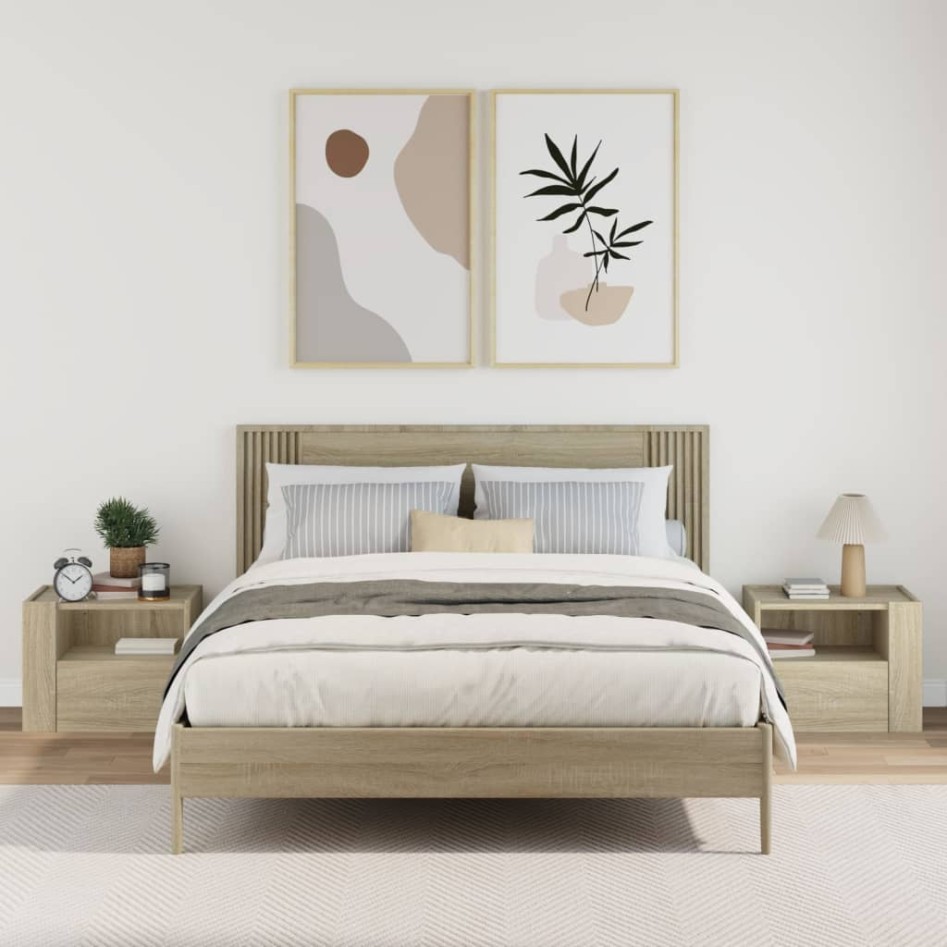 Mesitas de noche de pared 2 unidades roble Sonoma 45x30x35