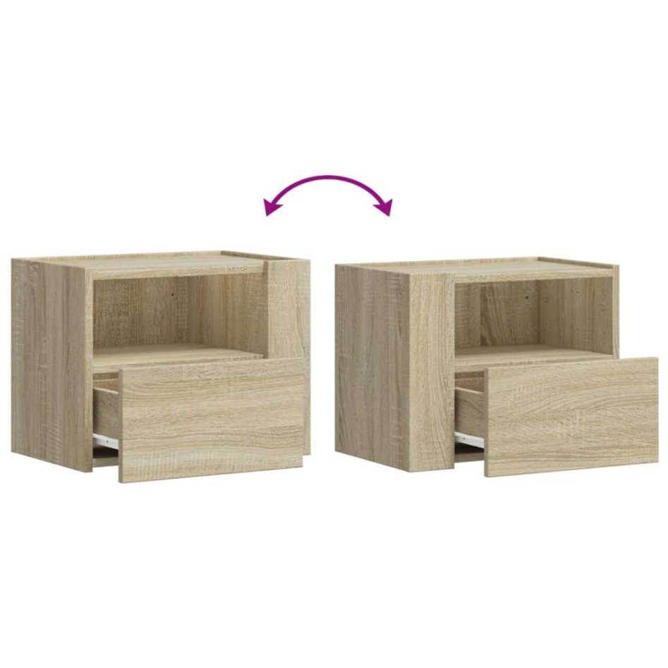 Mesitas de noche de pared 2 unidades roble Sonoma 45x30x35