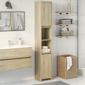 Armario de baño madera contrachapada color roble 30x30x183,5