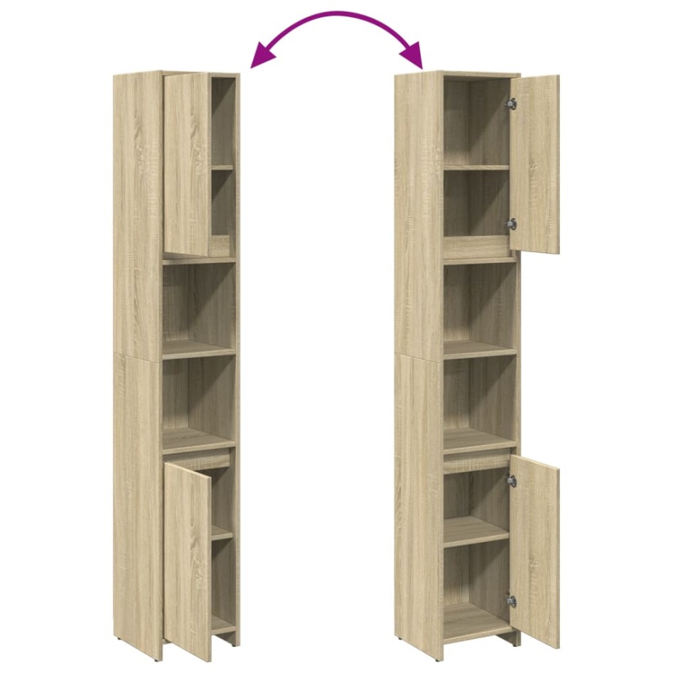 Armario de baño madera contrachapada color roble 30x30x183,5