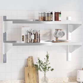 Estante de pared acero inoxidable plateado 100x30x60