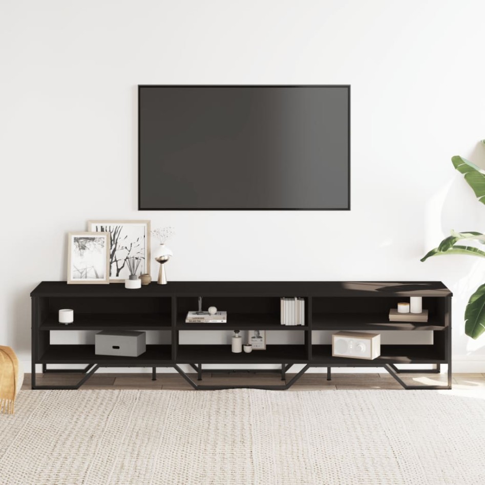 Mueble de TV madera de ingeniería negro 180x34x41