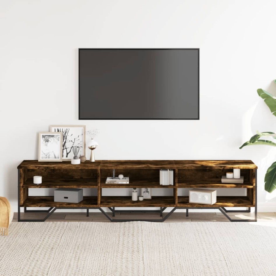 Mueble de TV madera de ingeniería roble ahumado 180x34x41