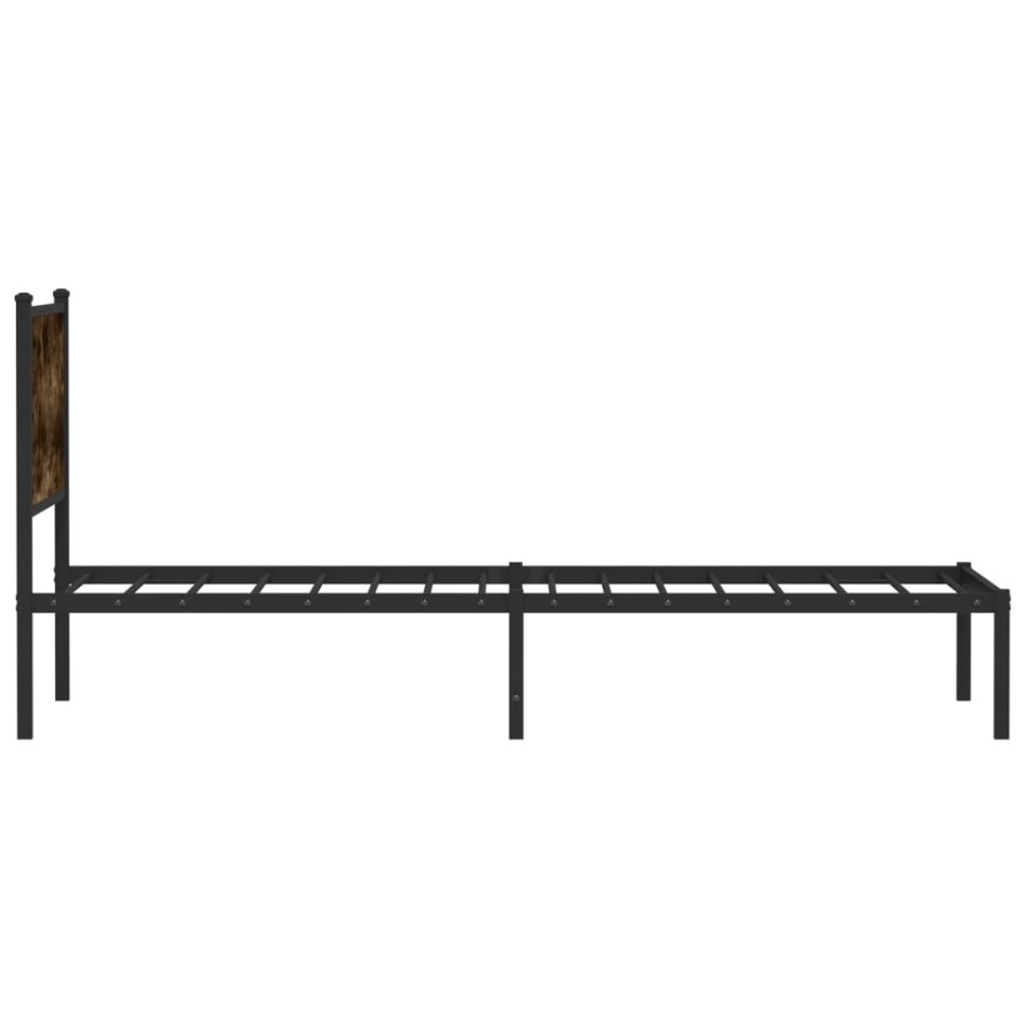 Estructura de cama sin colchón metal roble ahumado 107x203