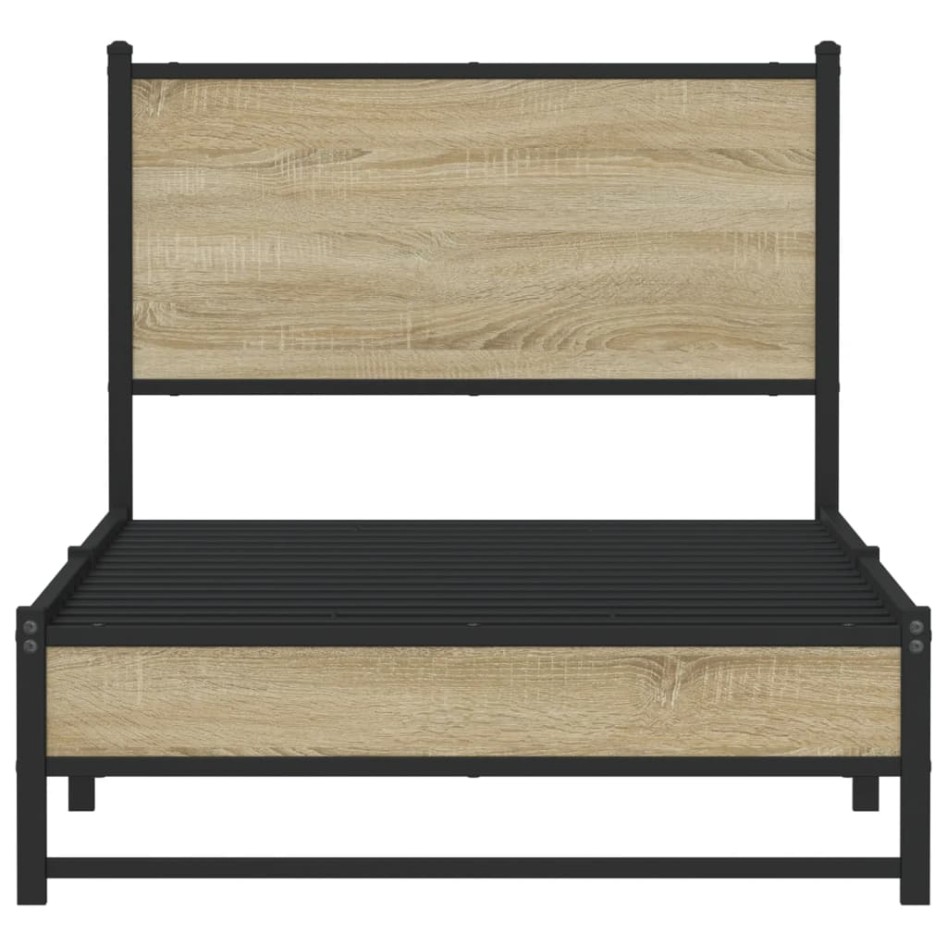 Estructura de cama sin colchón metal roble Sonoma 75x190