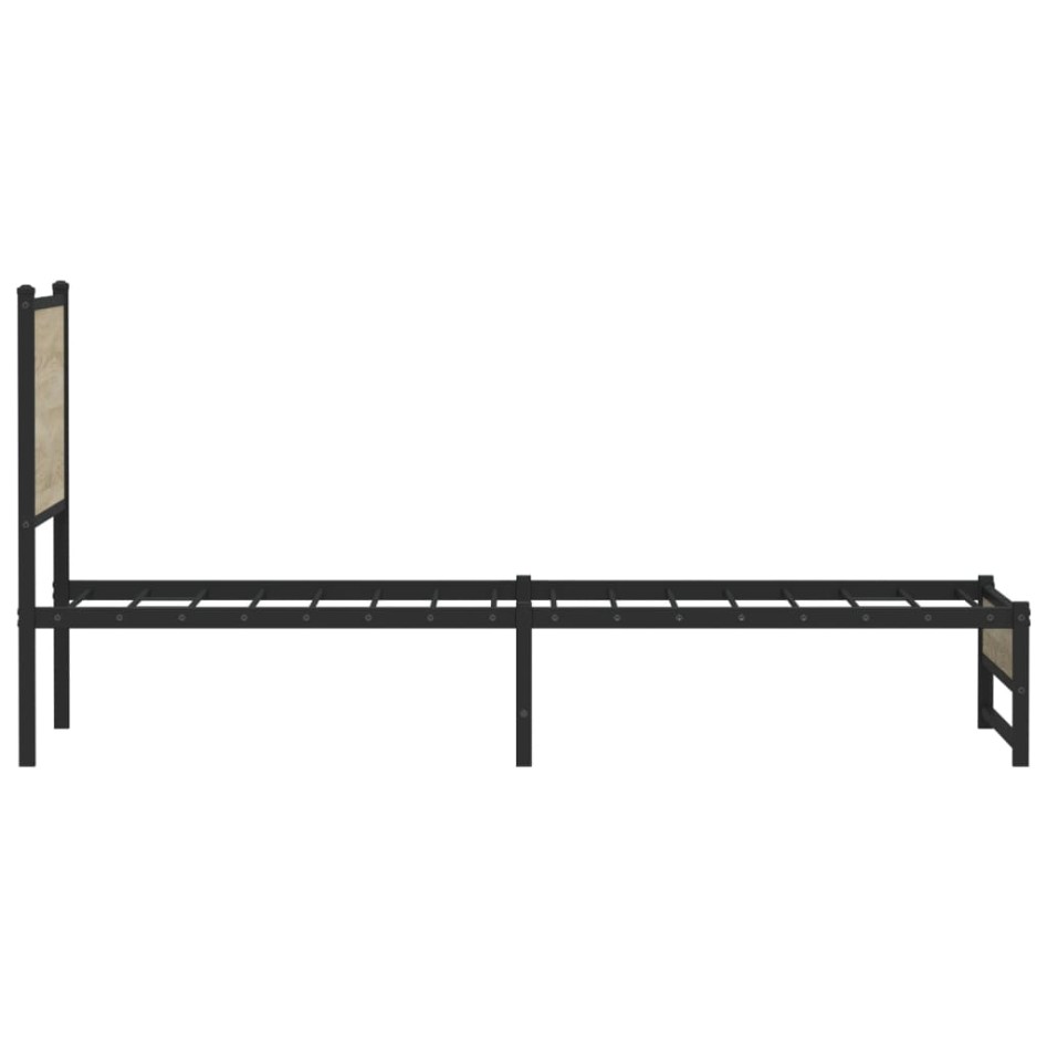 Estructura de cama sin colchón metal roble Sonoma 75x190