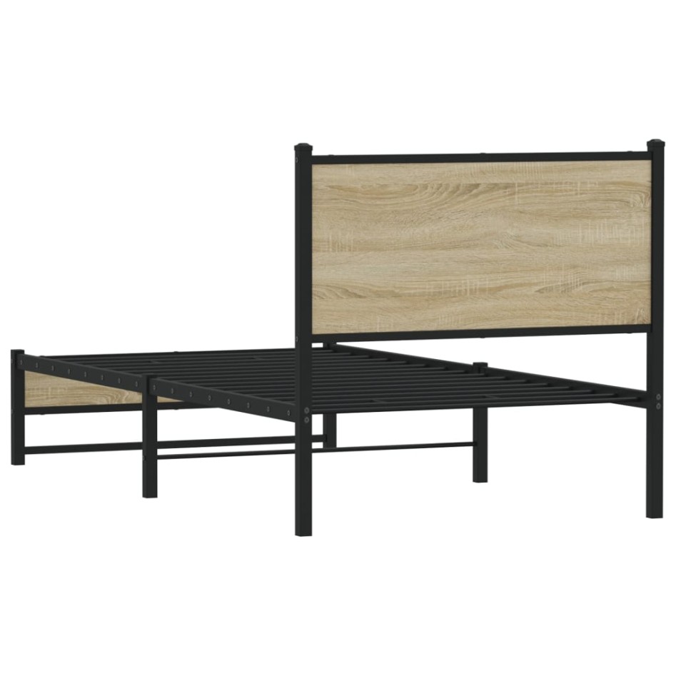 Estructura de cama sin colchón metal roble Sonoma 75x190
