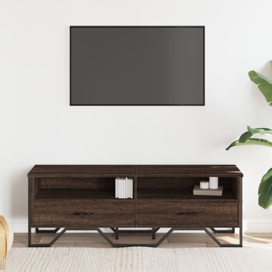 Mueble de TV madera de ingeniería marrón roble 122x34x41
