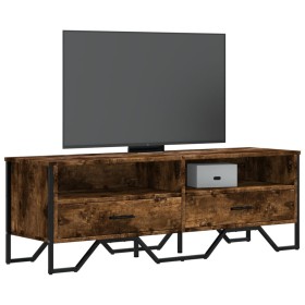 Mueble de TV madera de ingeniería roble ahumado 122x34x41
