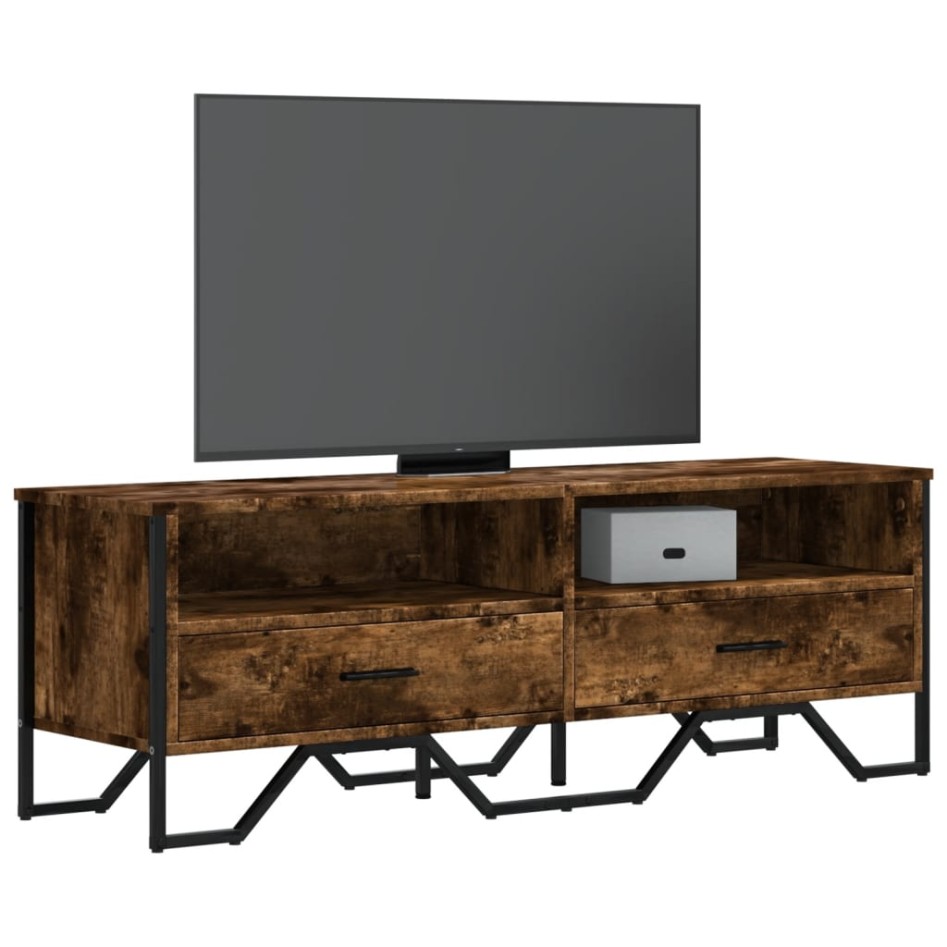 Mueble de TV madera de ingeniería roble ahumado 122x34x41