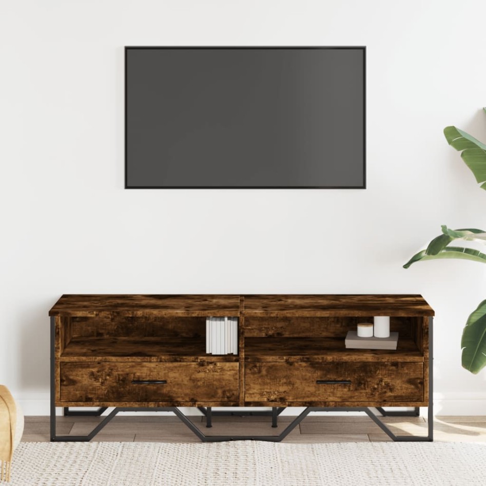 Mueble de TV madera de ingeniería roble ahumado 122x34x41