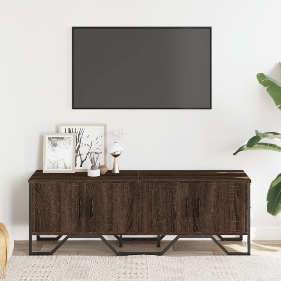 Mueble de TV madera de ingeniería marrón roble 122x34x41