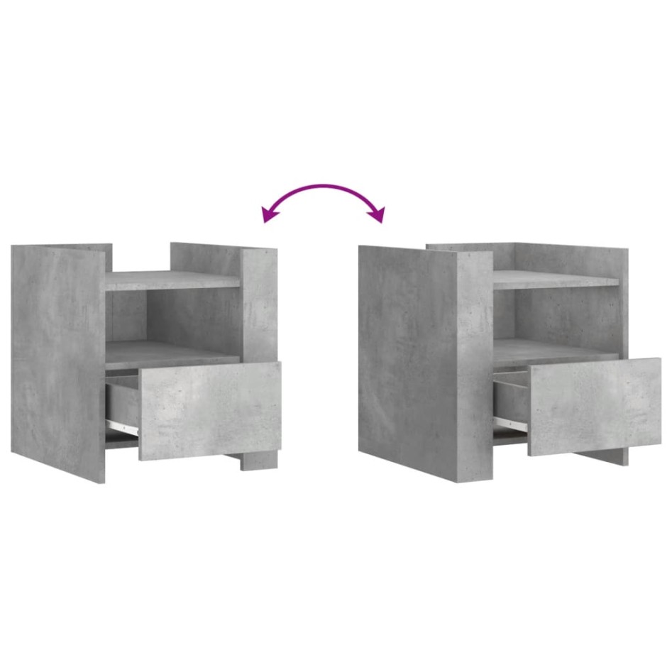 Mesita de noche madera de ingeniería gris hormigón 45x50x50