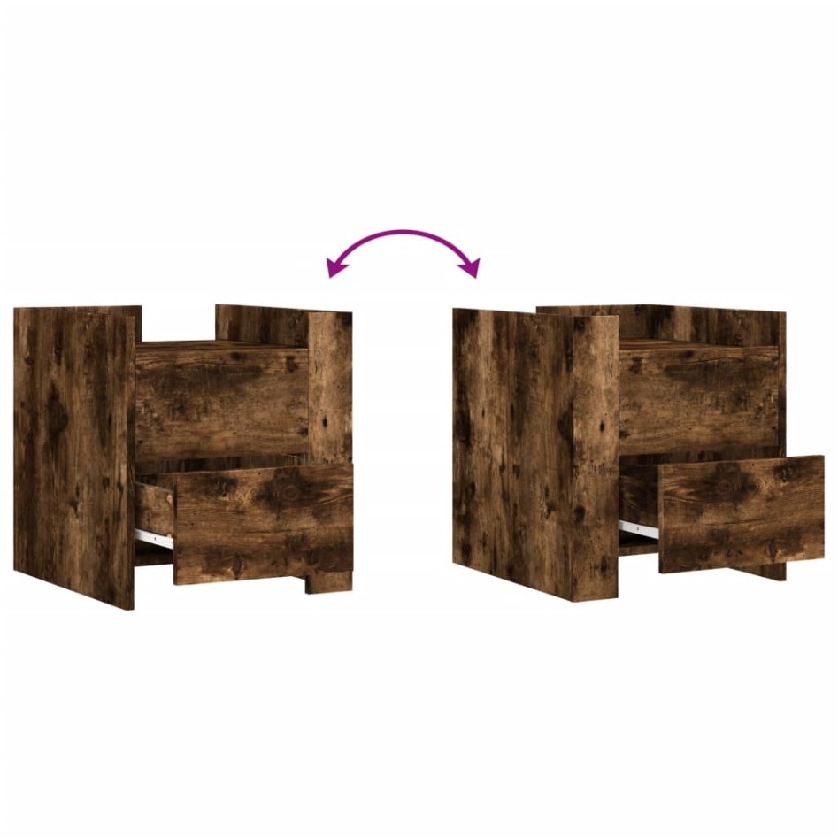 Mesita de noche madera de ingeniería roble ahumado 45x50x50