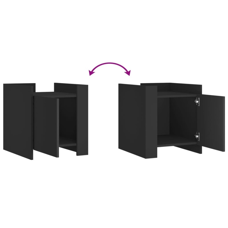 Mesita de noche madera de ingeniería negro 45x50x50