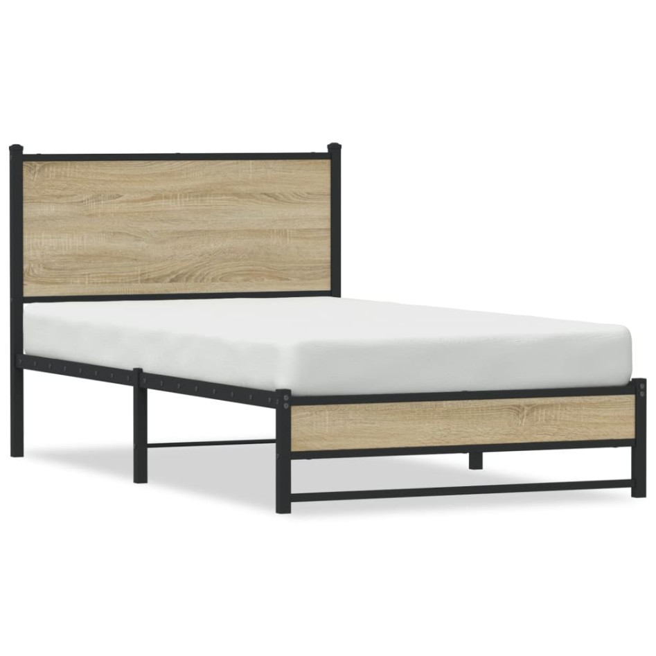 Estructura de cama sin colchón metal roble Sonoma 100x200