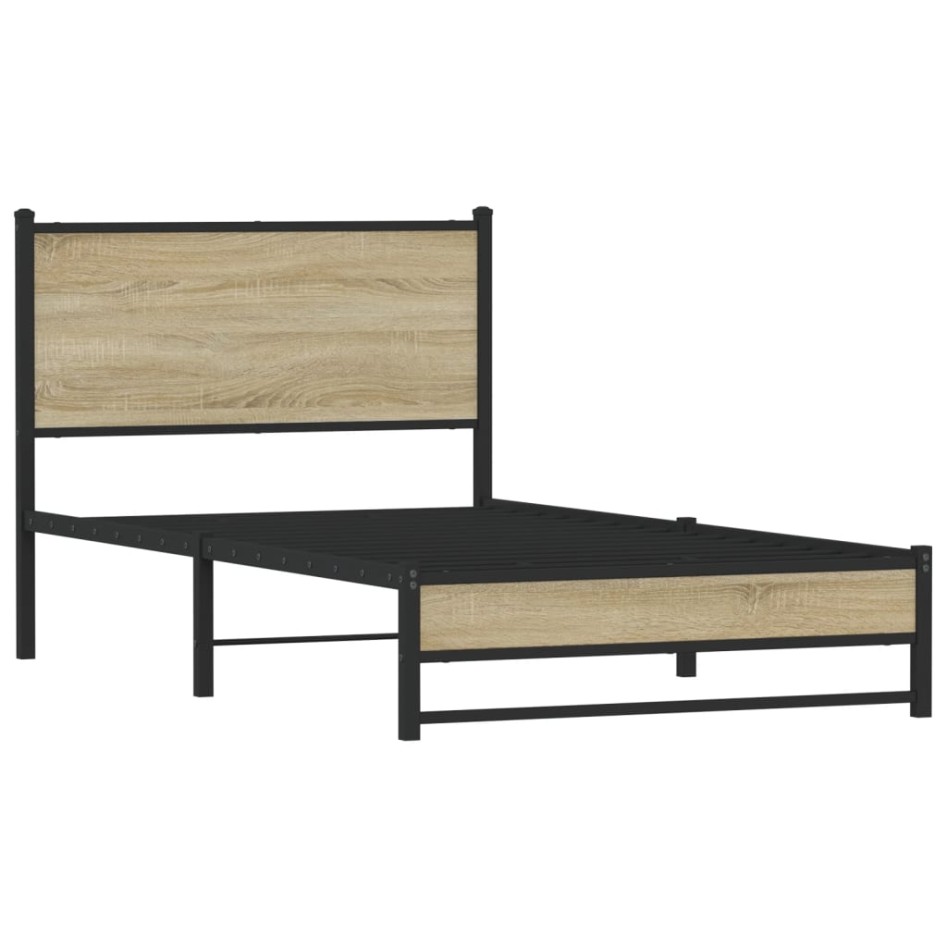 Estructura de cama sin colchón metal roble Sonoma 100x200