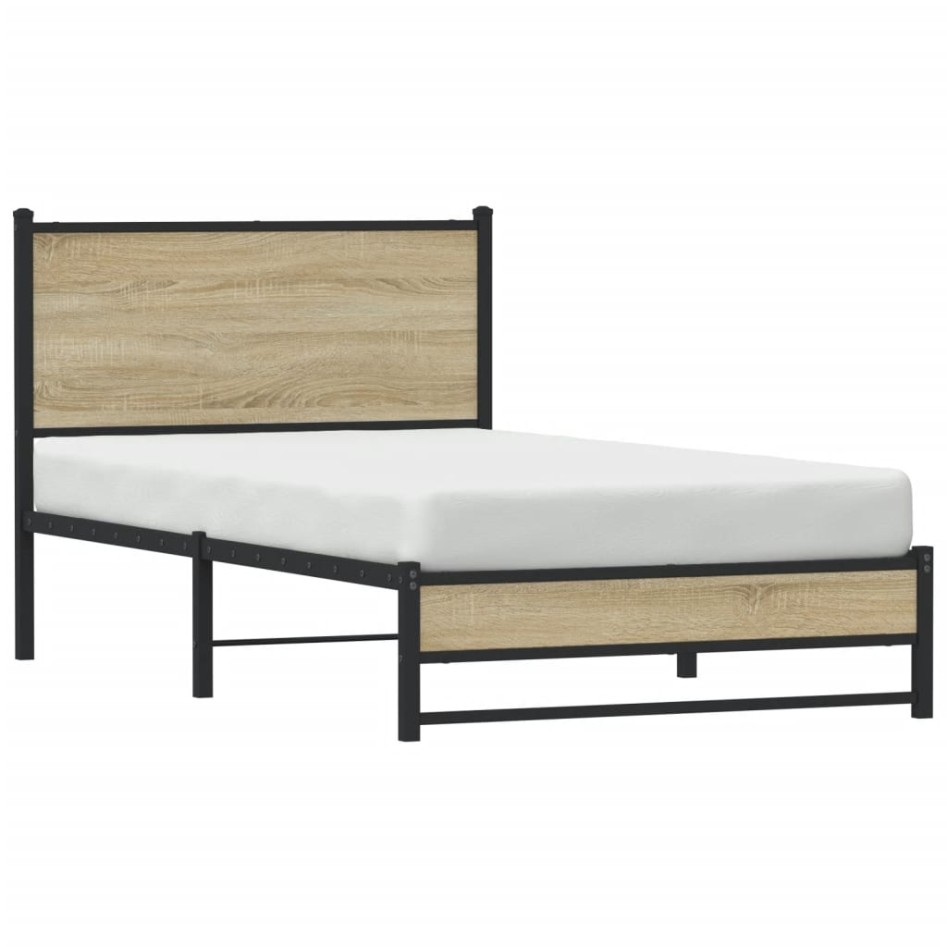Estructura de cama sin colchón metal roble Sonoma 100x200