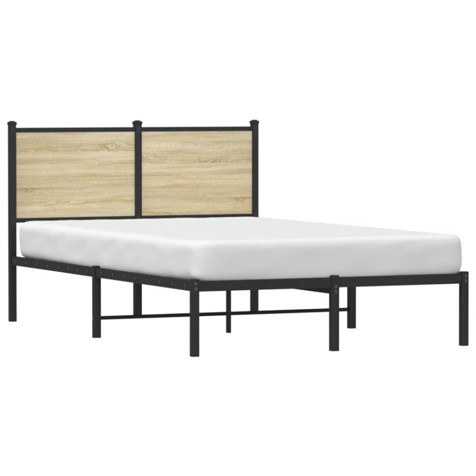 Estructura de cama sin colchón metal roble Sonoma 120x190