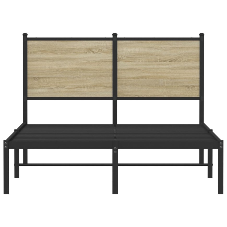 Estructura de cama sin colchón metal roble Sonoma 120x190