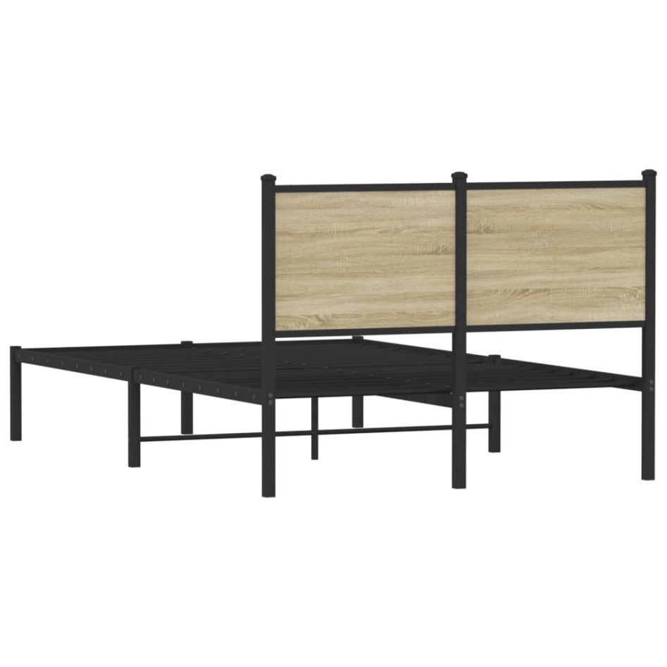 Estructura de cama sin colchón metal roble Sonoma 120x190
