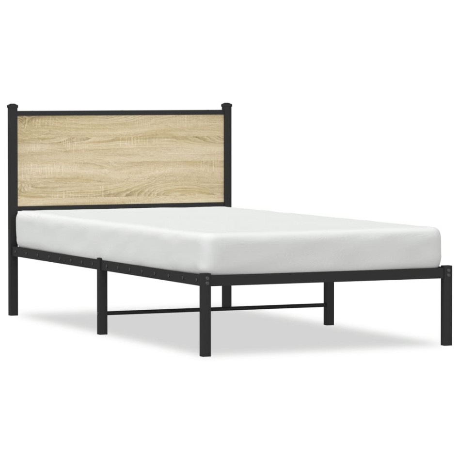 Estructura de cama sin colchón metal roble Sonoma 100x200