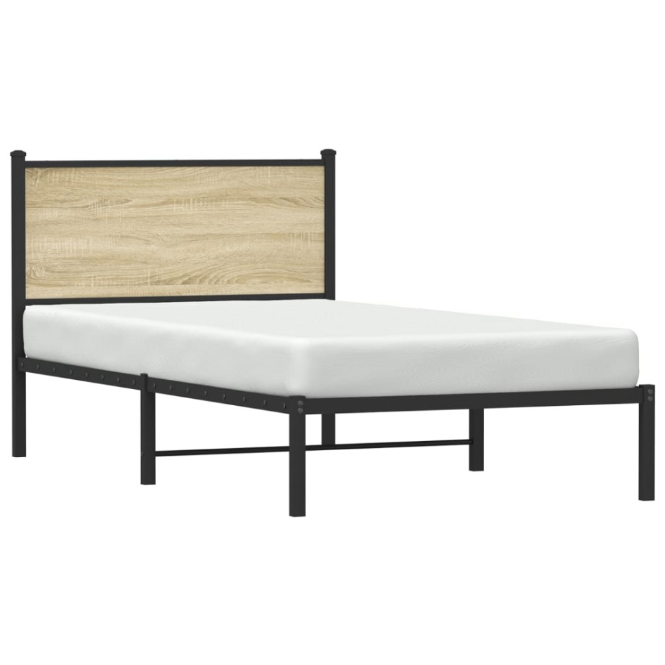 Estructura de cama sin colchón metal roble Sonoma 100x200