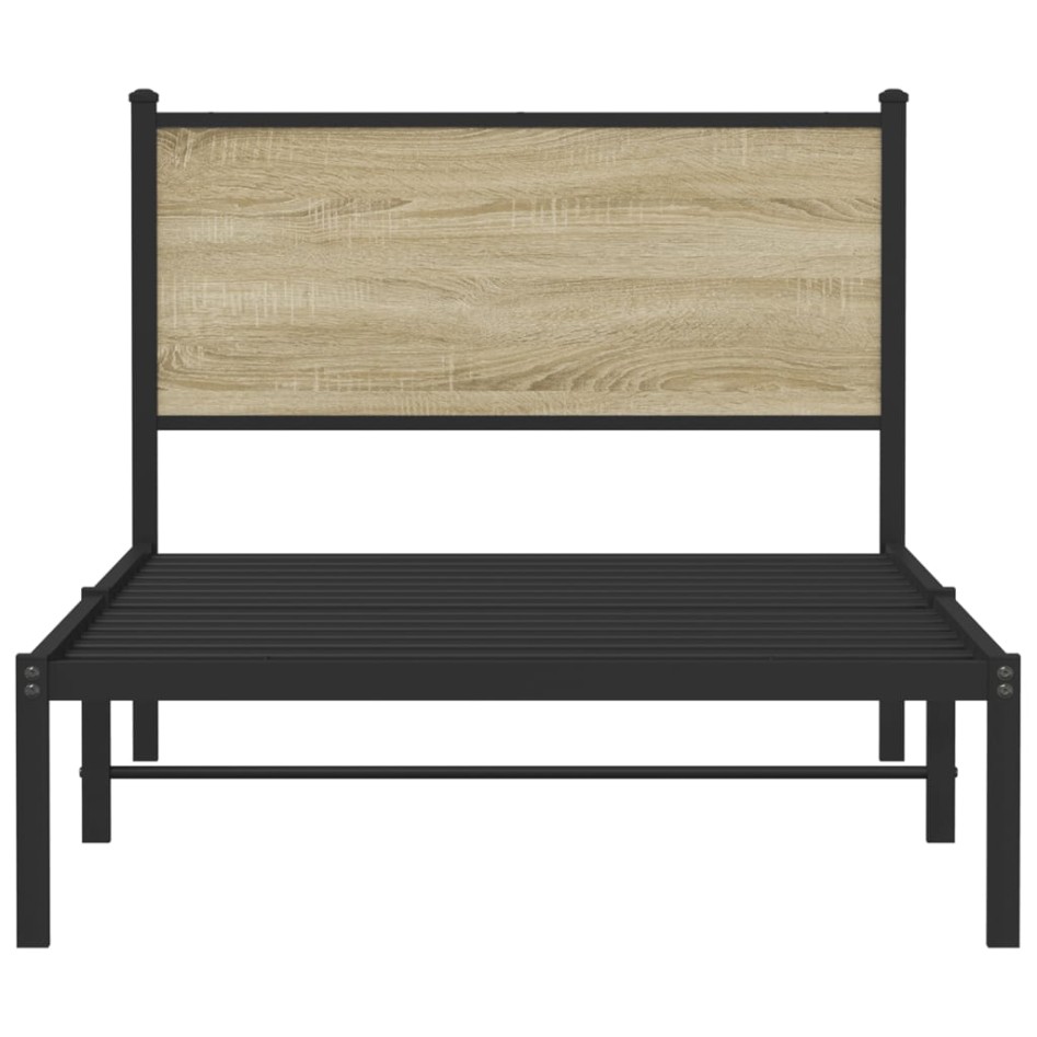 Estructura de cama sin colchón metal roble Sonoma 100x200
