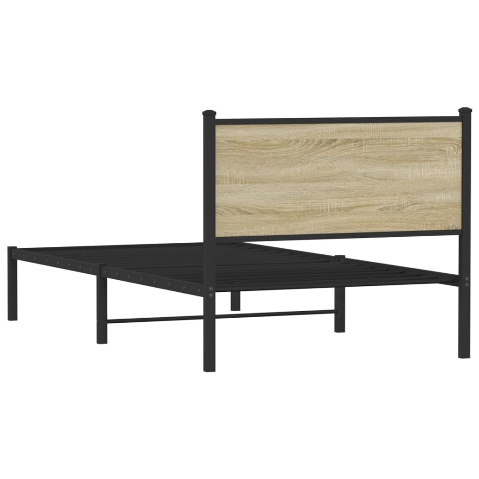 Estructura de cama sin colchón metal roble Sonoma 100x200