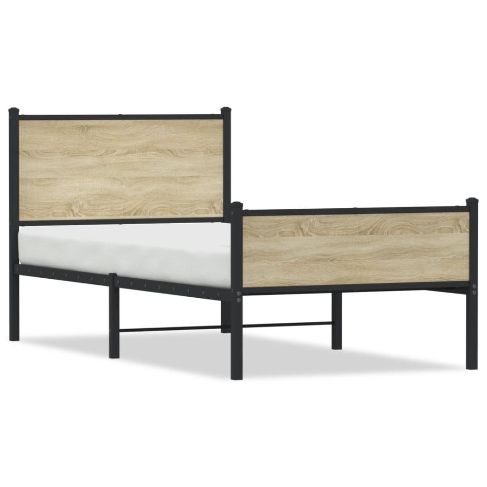 Estructura de cama sin colchón metal roble Sonoma 90x200