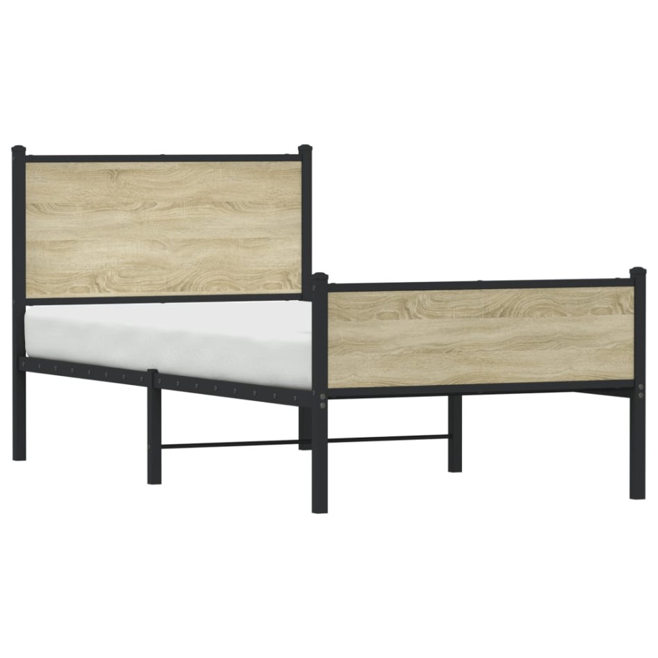 Estructura de cama sin colchón metal roble Sonoma 90x200