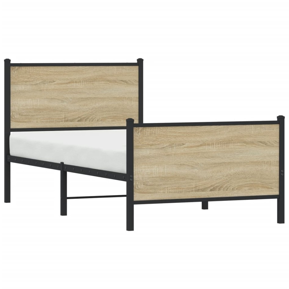 Estructura de cama sin colchón metal roble Sonoma 75x190