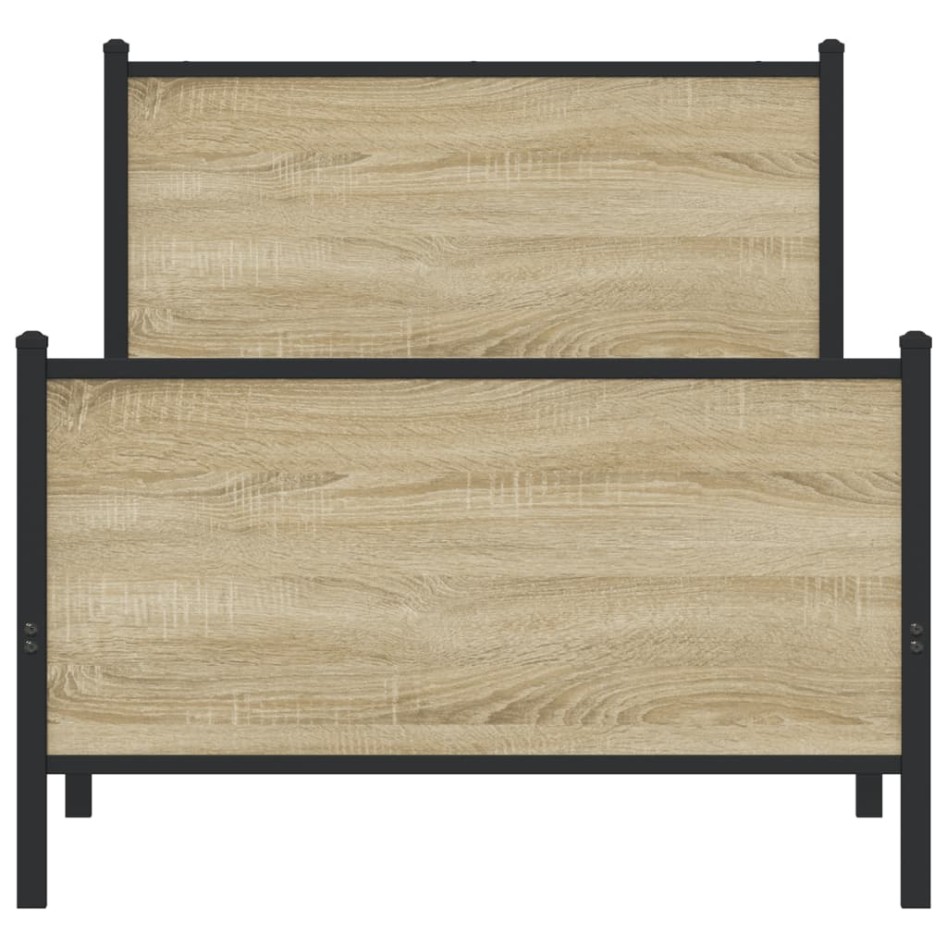 Estructura de cama sin colchón metal roble Sonoma 75x190