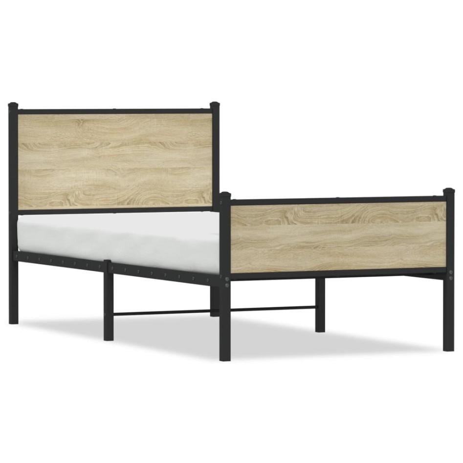 Estructura de cama sin colchón metal roble Sonoma 80x200