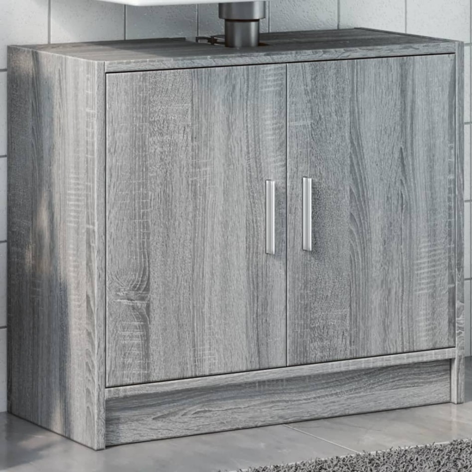 Armario de lavabo madera de ingeniería gris Sonoma 63x29x55