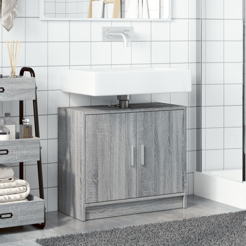 Armario de lavabo madera de ingeniería gris Sonoma 63x29x55