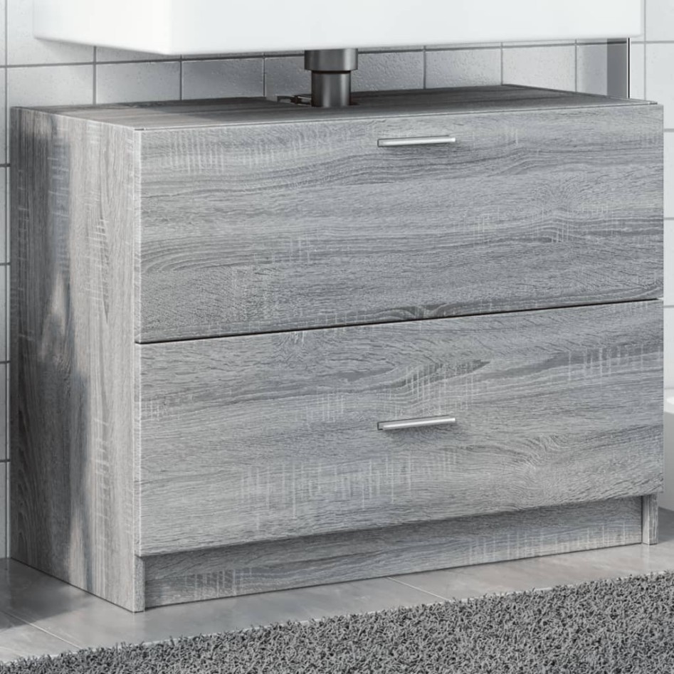 Armario de lavabo madera de ingeniería gris Sonoma 78x37x59