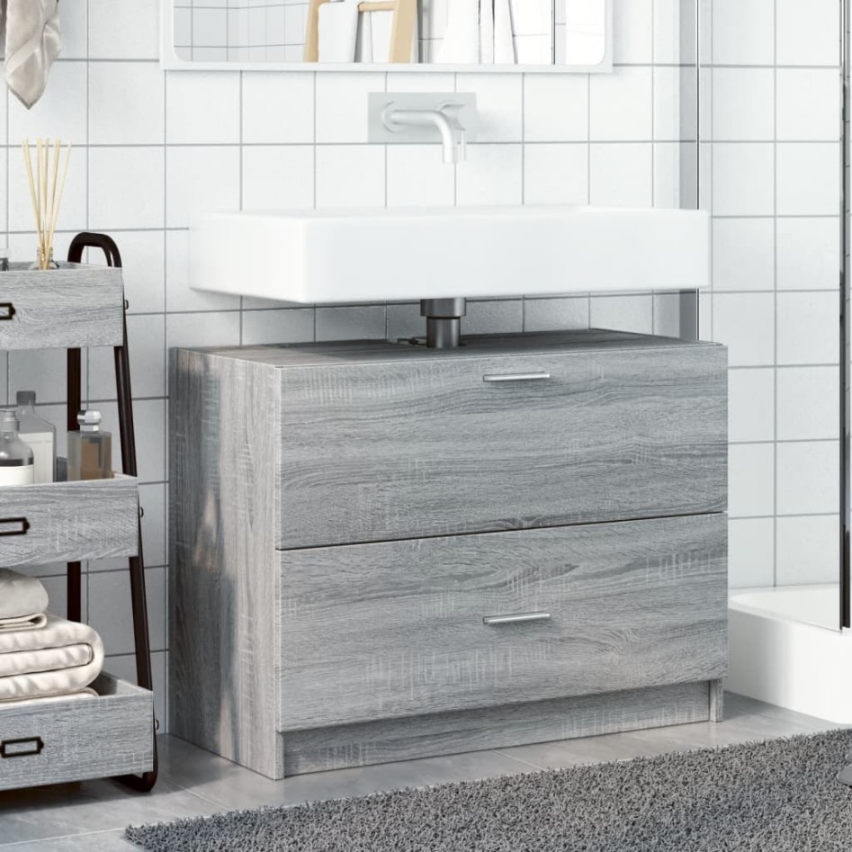 Armario de lavabo madera de ingeniería gris Sonoma 78x37x59
